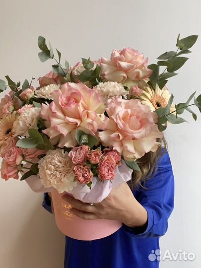 Букет в шляпной коробке