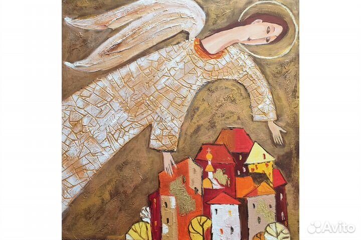 Картина Ангел Хранитель маслом на заказ 40х40 см