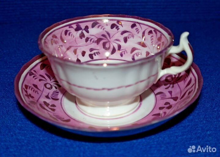 Чайная пара Англия Sunderland lustreware 19 век