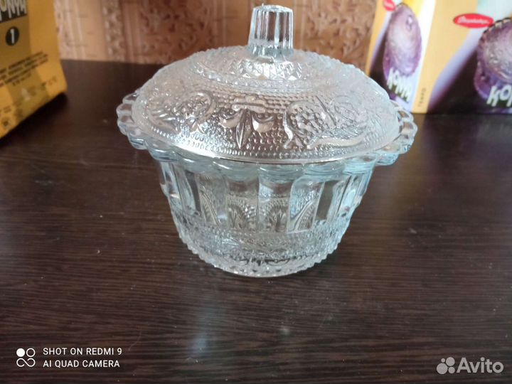 Сахарница-конфетница из стекла 120мм