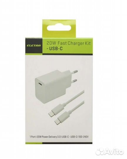 Адаптер для зар.,ориг., Фин. eletra USB-C 20 Вт