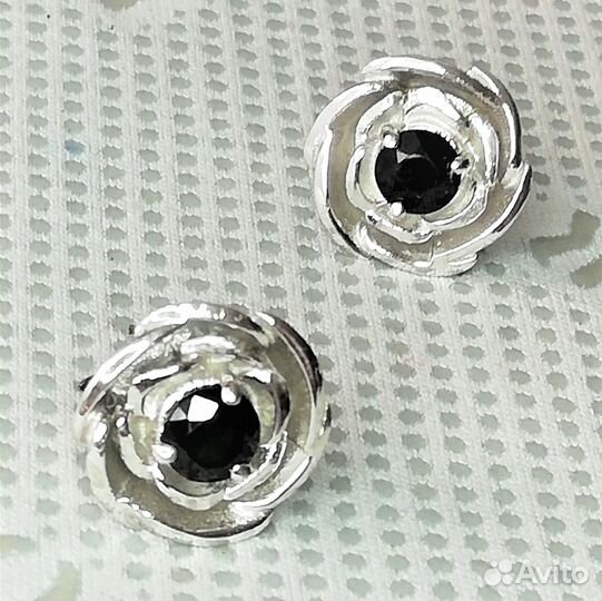 Серьги серебро оникс С266