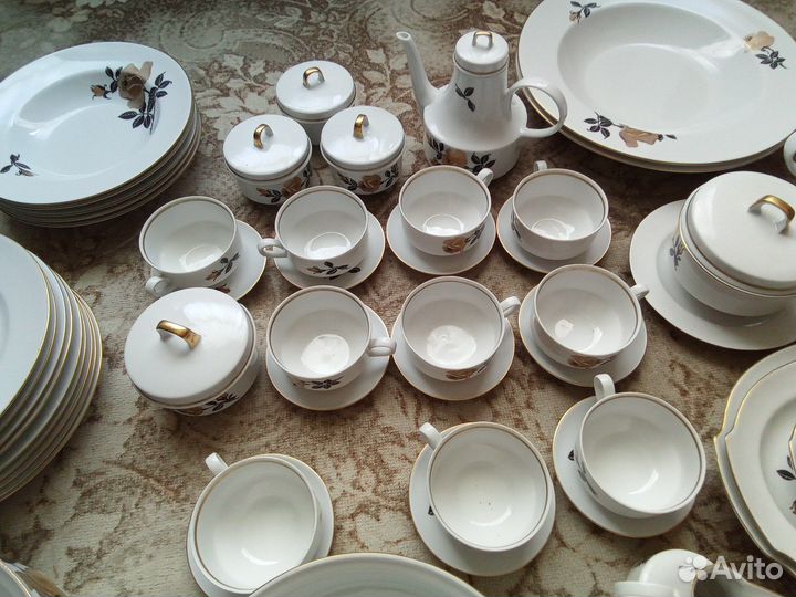 Cервиз Золотая роза гдр Henneberg Porzellan 1777