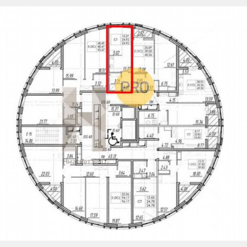 Квартира-студия, 24,9 м², 6/15 эт.