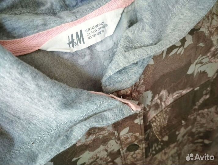 Рубашка с капюшоном девочке H&M 140 hm next 9 10 л