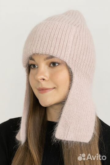 Шапка ушанка женская вязаная