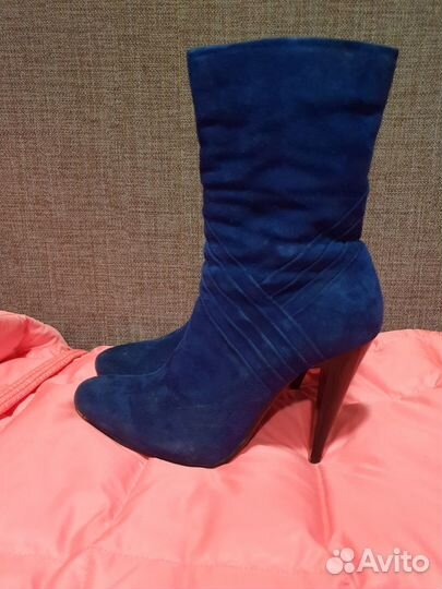 Полусапожки замшевые зимние 38