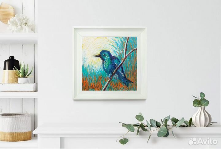 Картина - Колибри, картина птица в поле