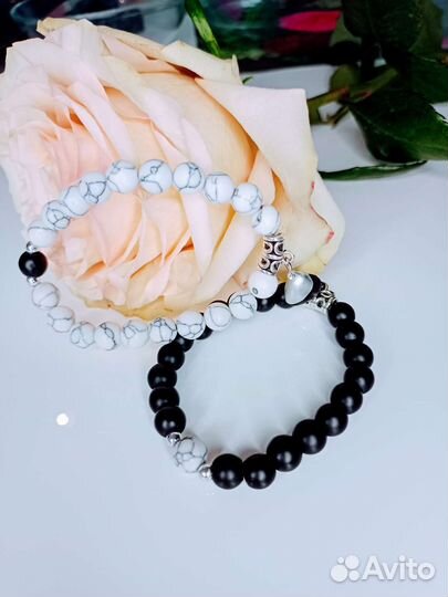 Парные браслеты из камня на магните