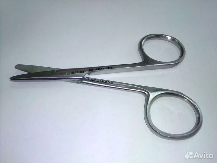 Ножницы тупоконечные прямые 100 мм Код 13-181