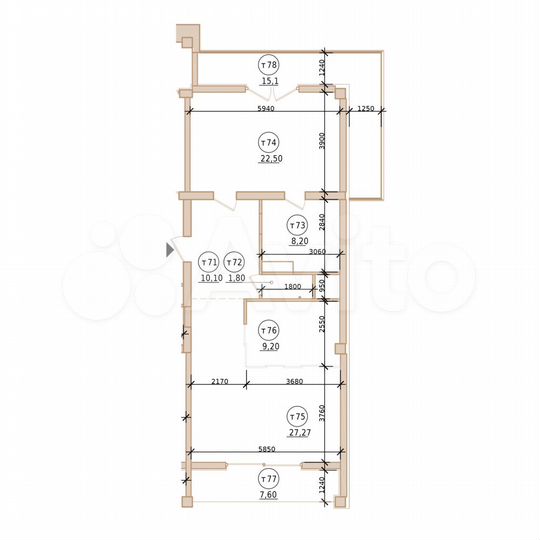 2-к. квартира, 87,4 м², 6/10 эт.