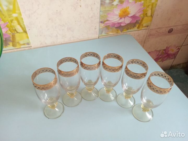 Набор хрустальных бокалов на ножке СССР