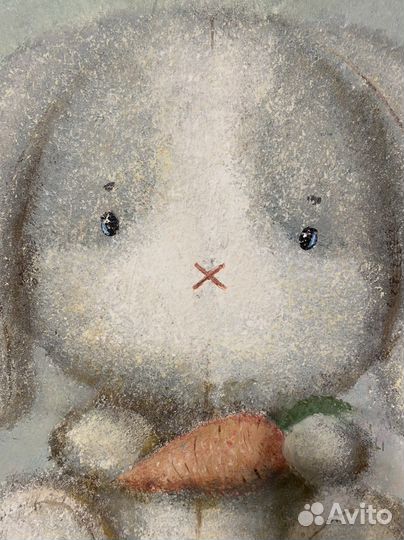 Картина в детскую акрил Зайчик с морковкой 50*60