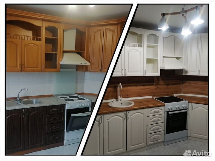 Покраска Реставрация мебели фасадов кухни шкафы