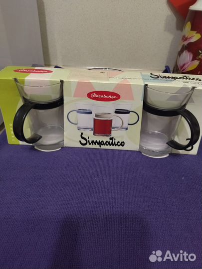 Чайник стеклянный заварочный+3 чашки новый