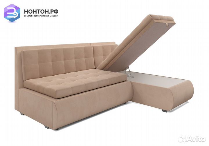 Угловой диван дельфин Кормак велюр бежевый