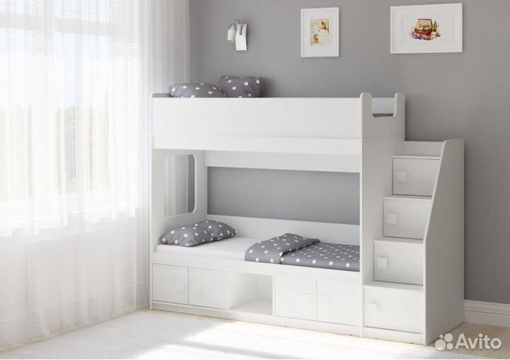 Двухъярусная кровать + лесенка комод Л - D605.3