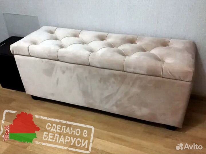 Банкетка пуф с ящиком каретная стяжка