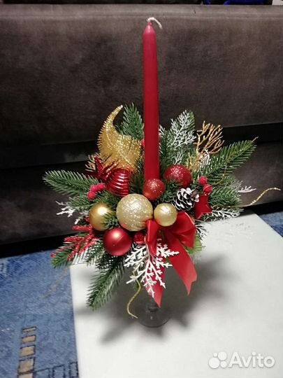 Новогодний подсвечник ручная работа