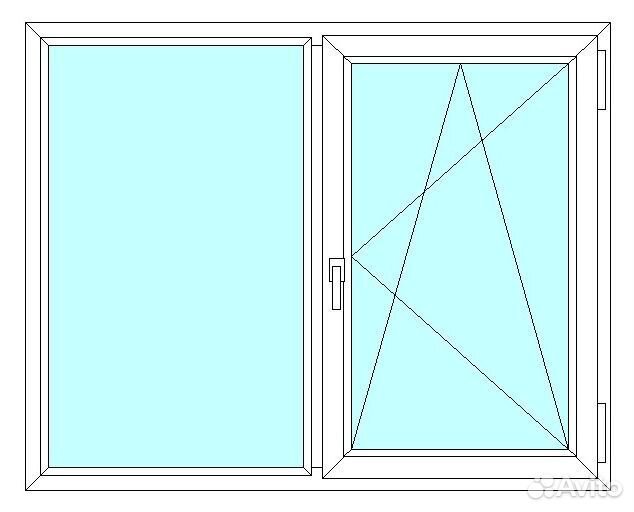 Окно veka WHS60, 2 ств., 2-кам. с/п, 1200x850