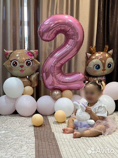 Шар цифра 2+ зверюшки