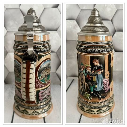 Пивная кружка Германия олово Alwe, Domex, BM&MM