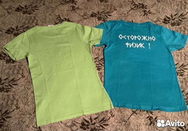 2 забавных футболки на 7-10 лет, «Осторожно физик»