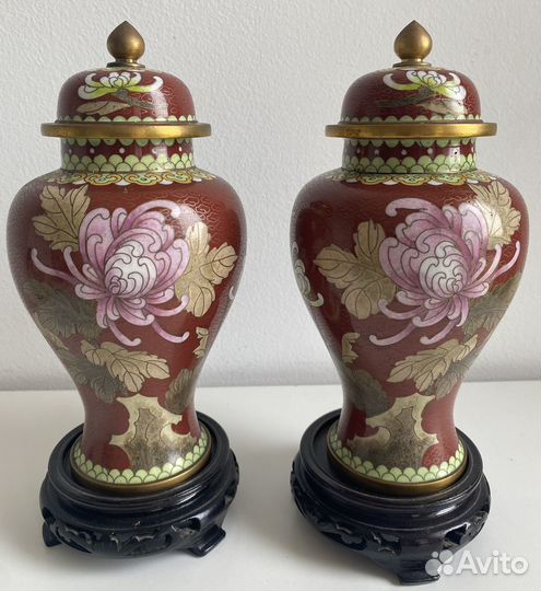 Вазы с крышкой клуазоне. Бронь