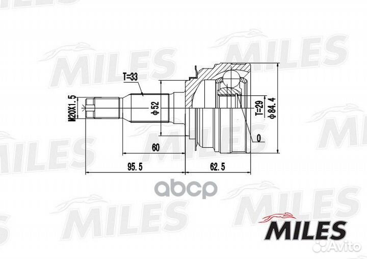 Шрус daewoo lanos/espero 1.5/2.0 95- нар. GA200