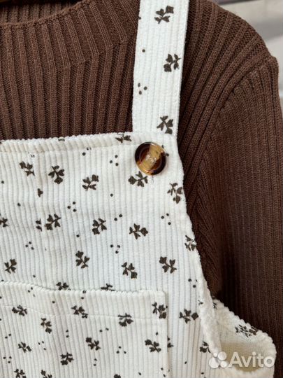 Вельветовый полукомбинезон для девочки 74 80 86