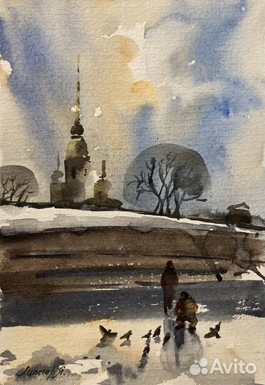 Картина. Петропавловская крепость. 21х14,5 см