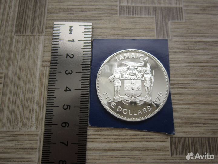 Ямайка 5 долларов 1976 год серебро