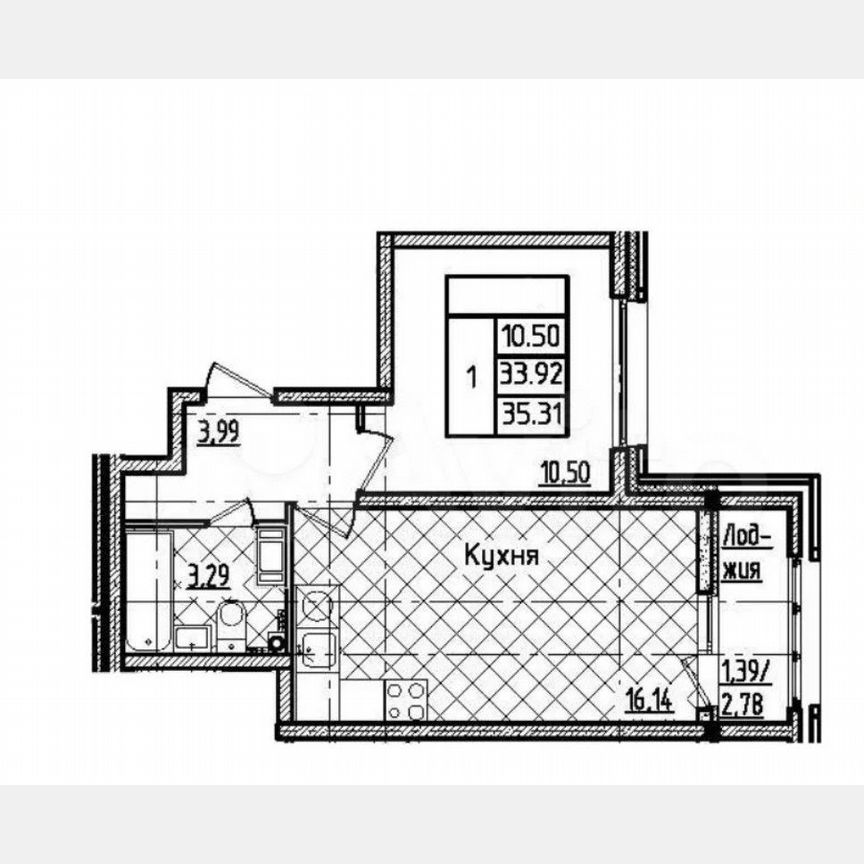 1-к. квартира, 35,3 м², 13/23 эт.