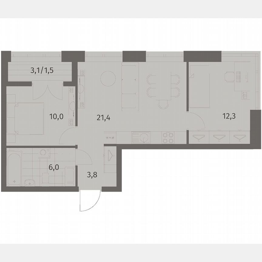 2-к. квартира, 55,2 м², 7/11 эт.