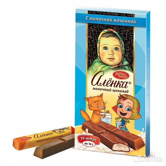 Опт - Шоколад Алёнка с молочной начинкой в стиках