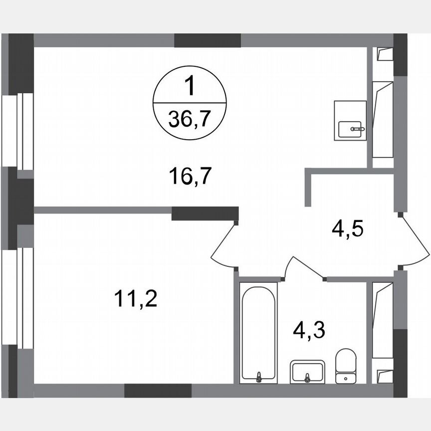 1-к. квартира, 36,7 м², 14/20 эт.