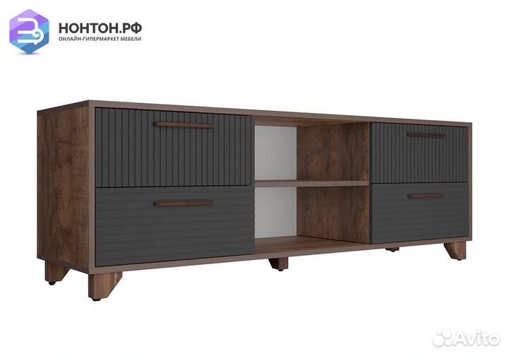 Тв-тумба с нишей Копенгаген дуб самдал / серый гра