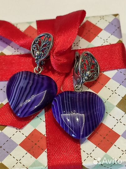 Серьги с красивыми ботсванскими агатами