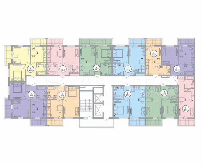 2-к. квартира, 44,4 м², 6/17 эт.