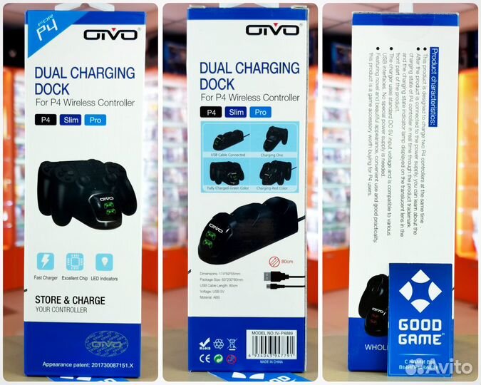 PS4. Зарядная станция Oivo для 2 геймпадов. Новая
