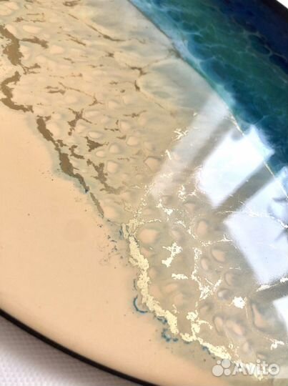 Картина эпоксидной смолой новая «Золотые волны»