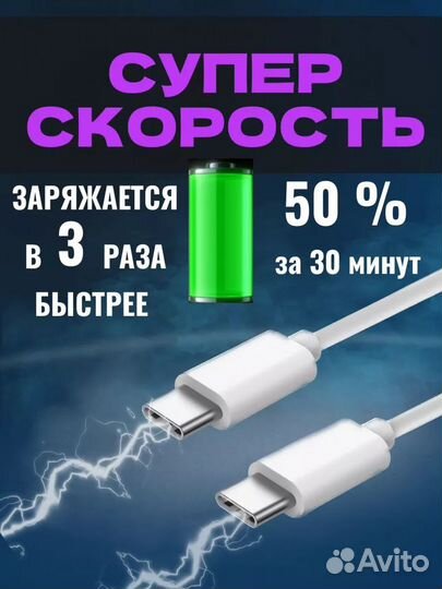 Быстрая зарядка Type-c 20W комплект iPhone15