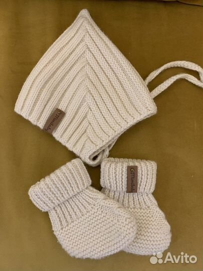 Комплект шапка и пинетки mimibaby 0-6 м