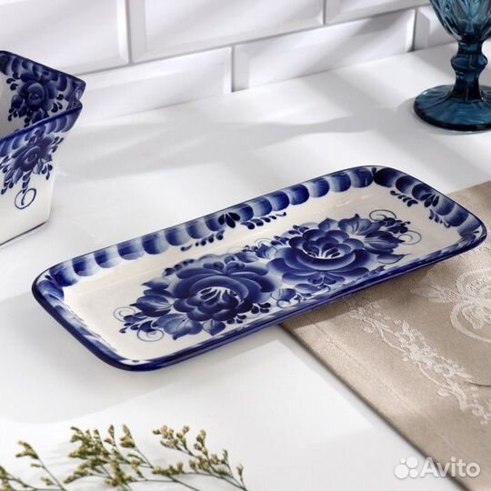 Тарелка, 29132 см, гжель