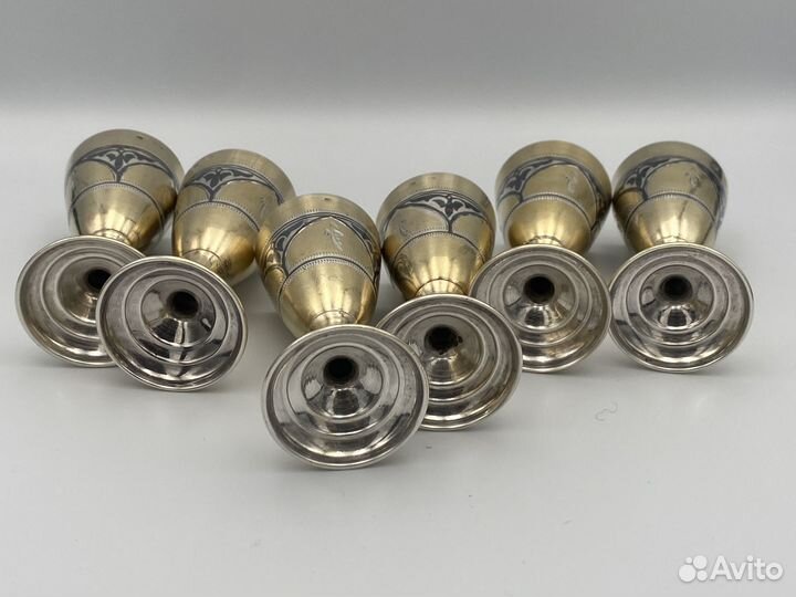 Рюмки 875 проба серебро с позолотой, 209 грамм