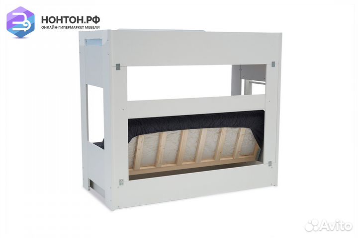 Двухъярусная кровать с диван-кроватью темно-серый