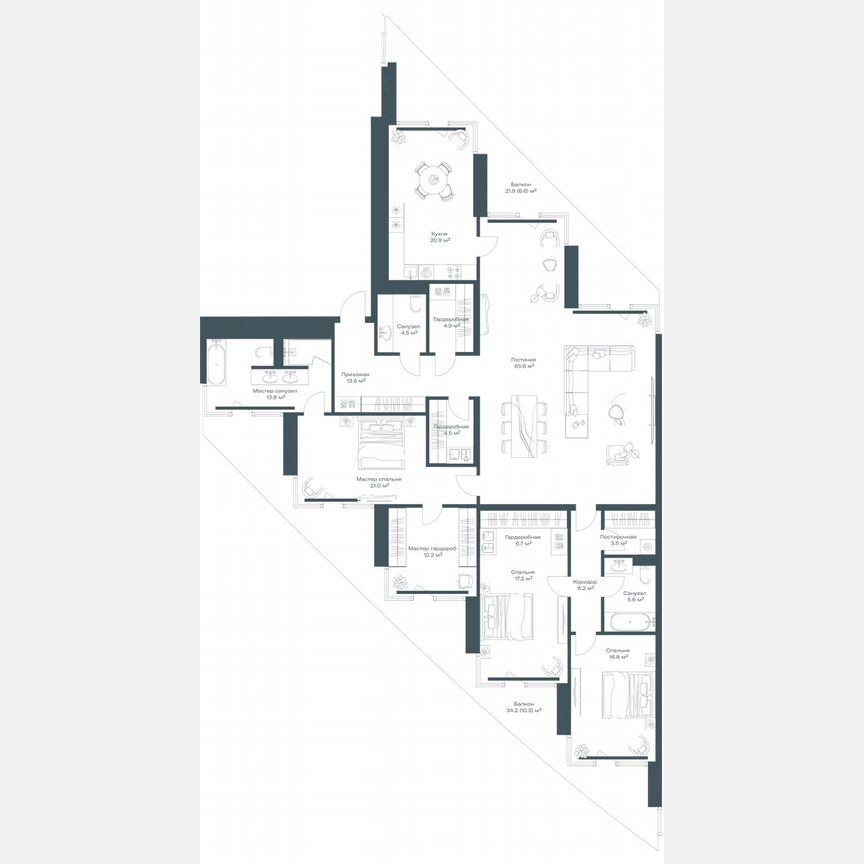 3-к. квартира, 236,7 м², 11/11 эт.