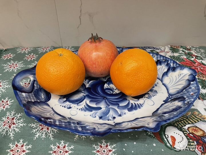 Ваза для фруктов гжель