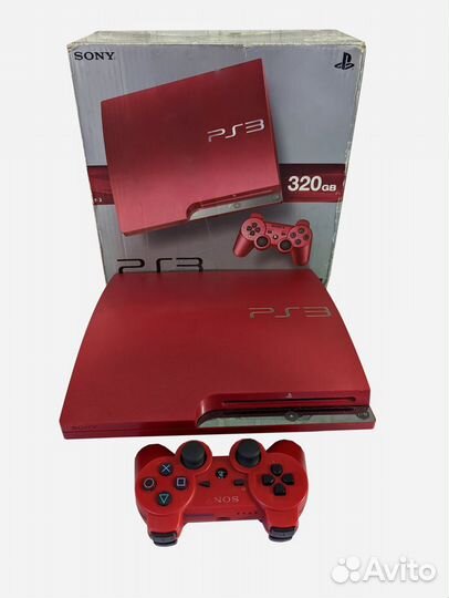 Playstation 3 Slim Red 320 прошитая + 50 игр