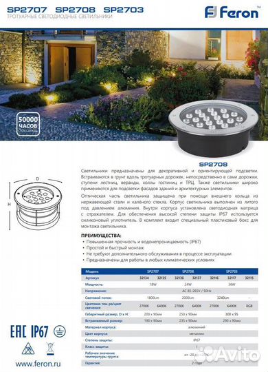 Светильник встраиваемый грунтовый SP2703 36W RGB